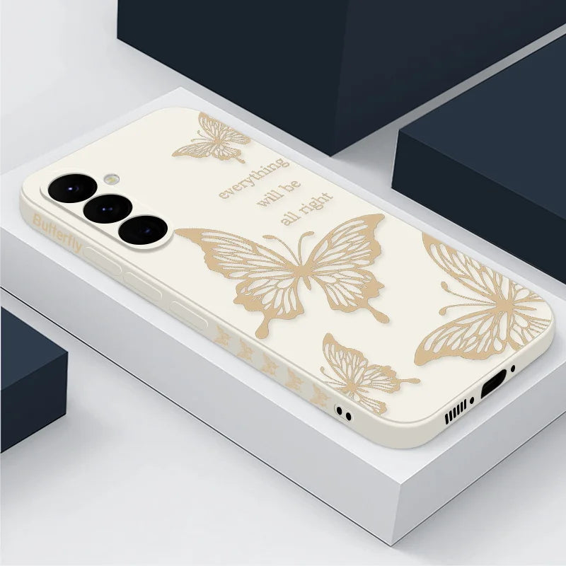 Elegant Butterfly Phone Case with Hand Lanyard - Soft Silicone