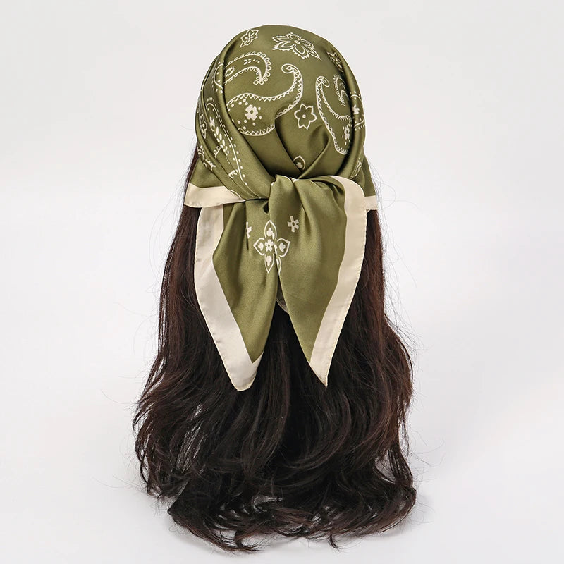 Luxury Square Silk Scarf - Satin Hair Bandana & Neckerchief