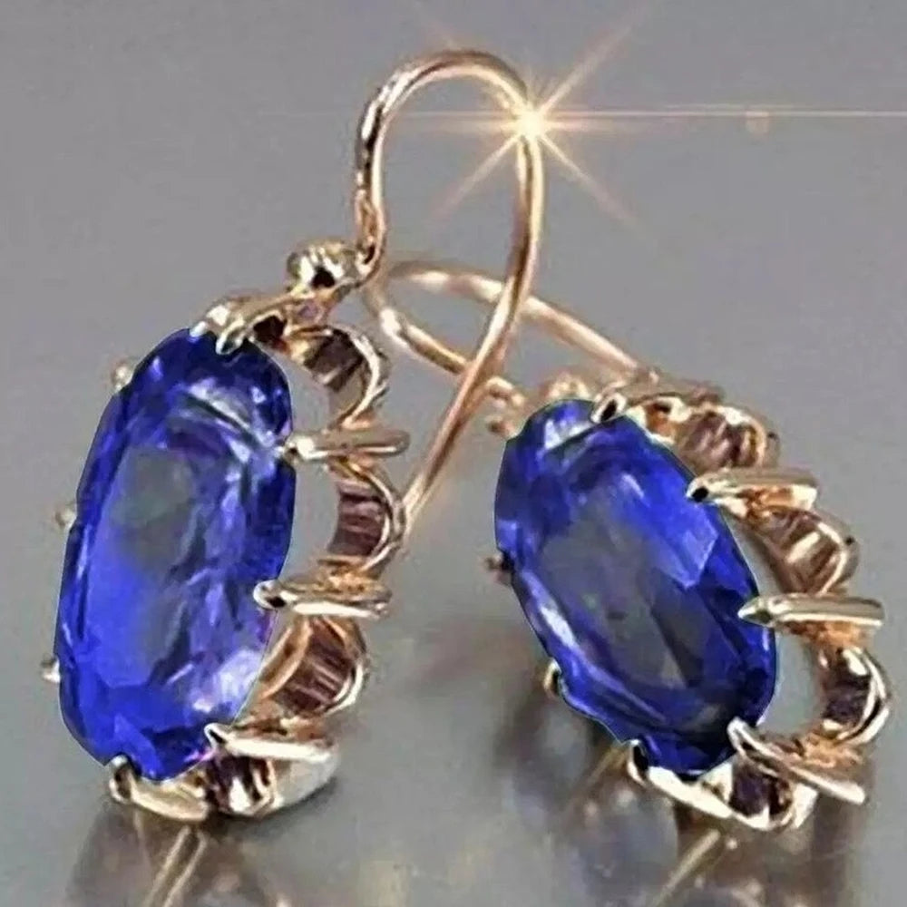 Elegant Oval Cubic Zirconia Earrings - Luxury Dangle Jewelry