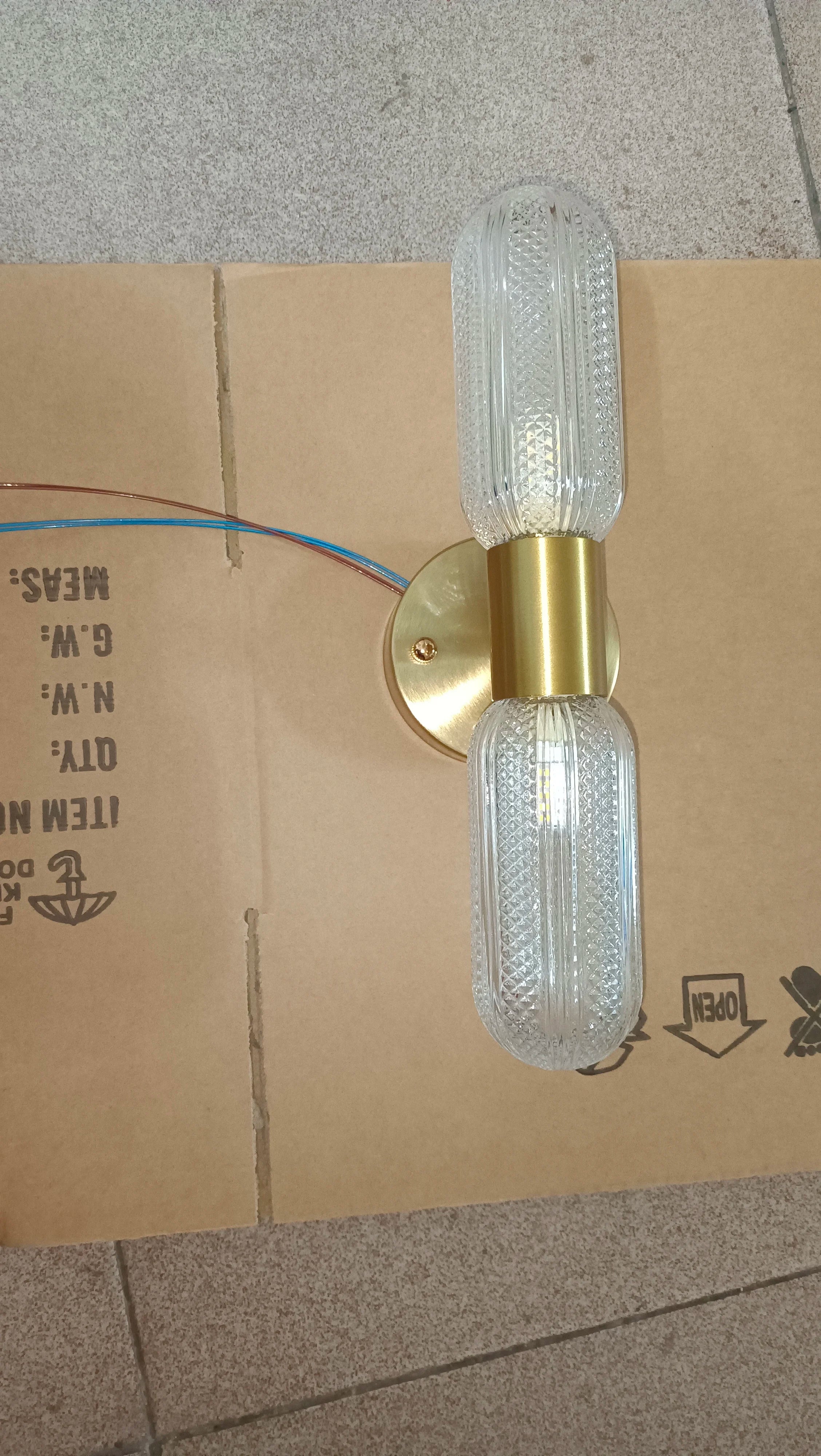 Luxury Gold Glass Wall Sconce - Elegant LED 12W Lighting