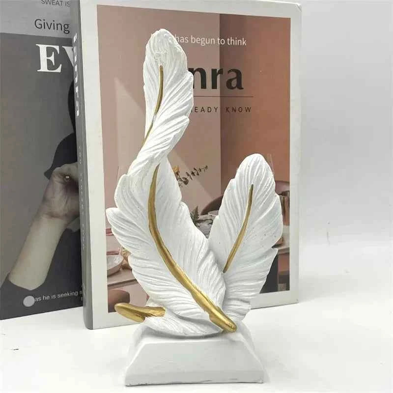 Elegant Artistic Feather Sculpture - Modern Resin Centerpiece