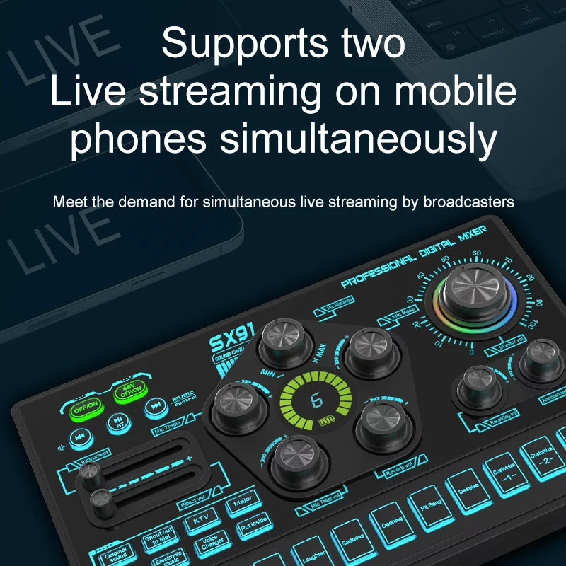 Professional USB Sound Mixer Console for Live Streaming & Audio