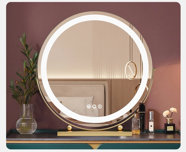 Premium Luxury Gold Makeup Mirror - Aesthetic LED Lights