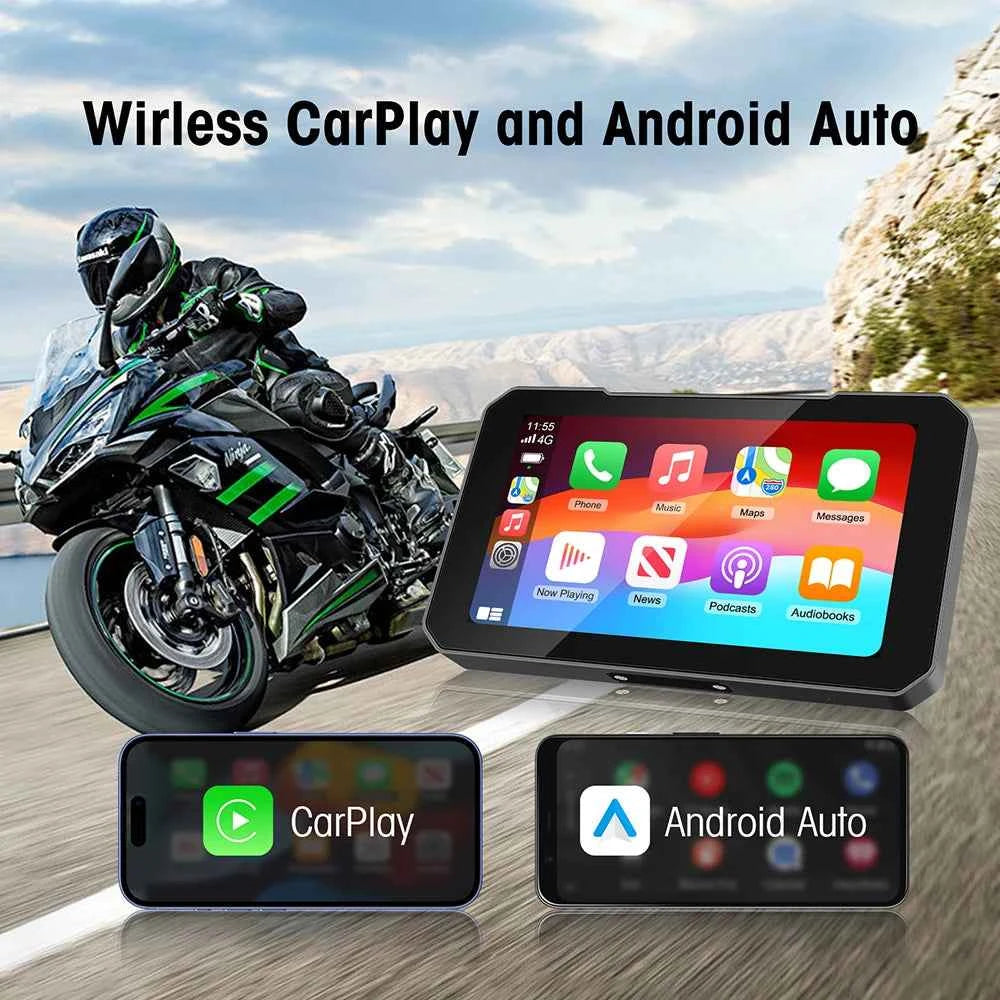 Advanced Motorcycle CarPlay Screen - Wireless Dual Camera Display