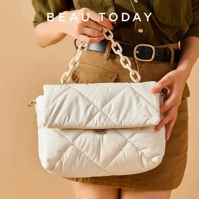 Elegant Women Crossbody Bag - Feather Down Padded