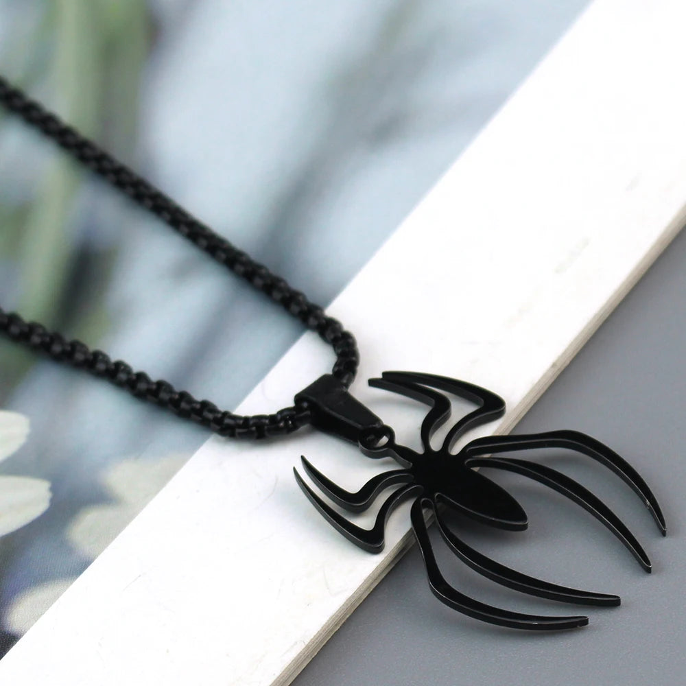 Vintage Spider Pendant Necklace - Gothic Punk Chain