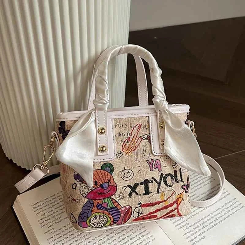 Elegant Artistic Crossbody Bag - Graffiti Design