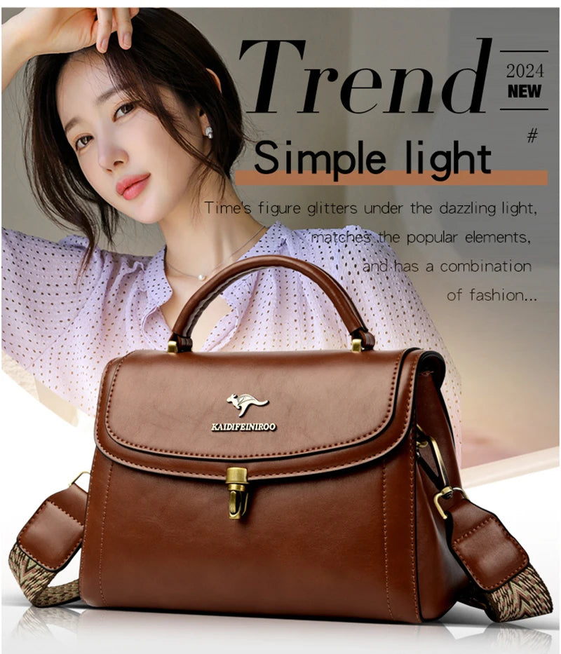Elegant Leather Shoulder Crossbody Bag - Luxury Designer Style