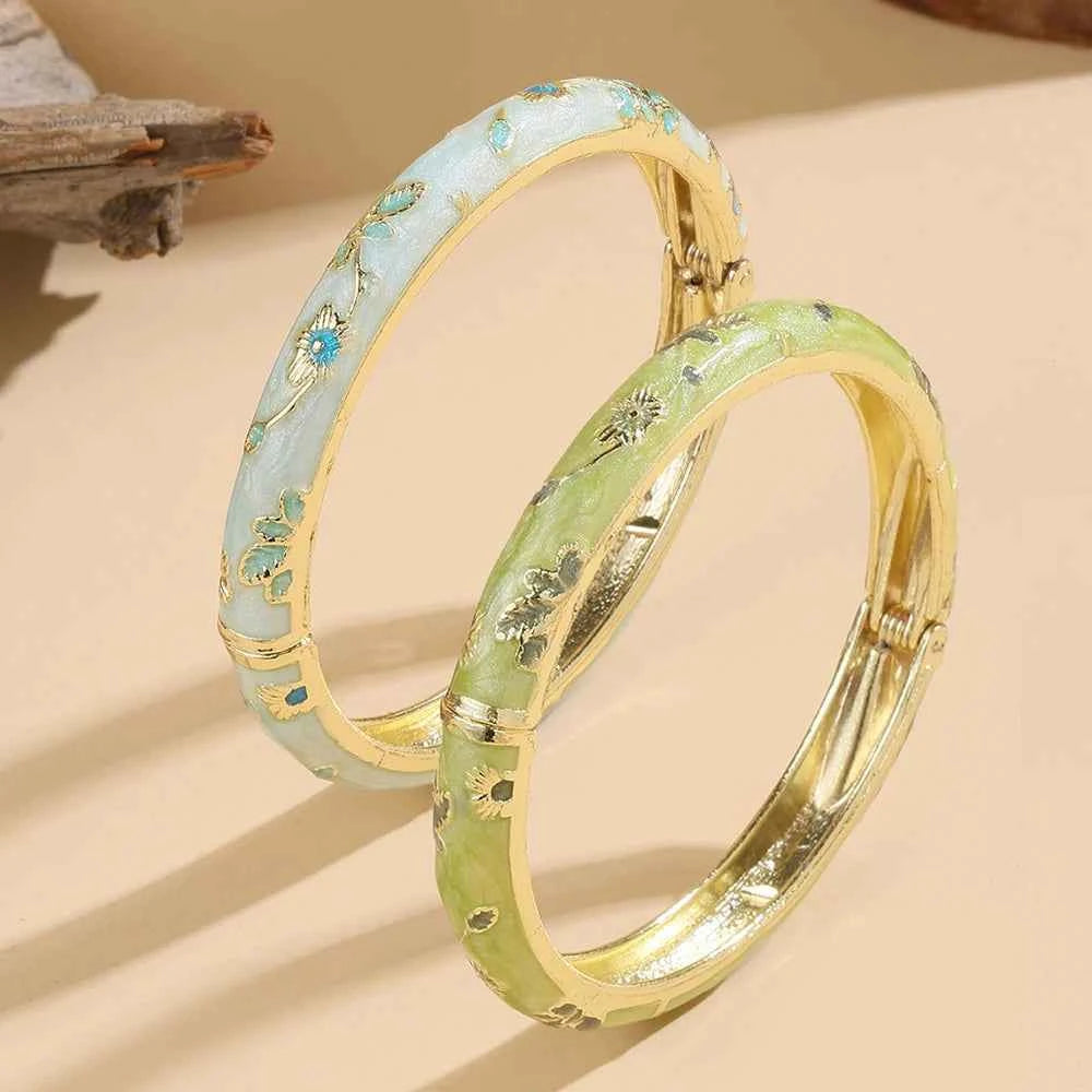 Luxury Cloisonne Bangles - Vintage Bohemian Flower Bracelet