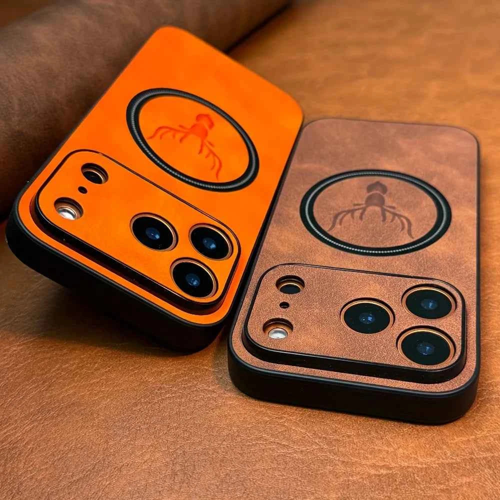 Luxury PU Leather MagSafe Phone Case - Shockproof Cover