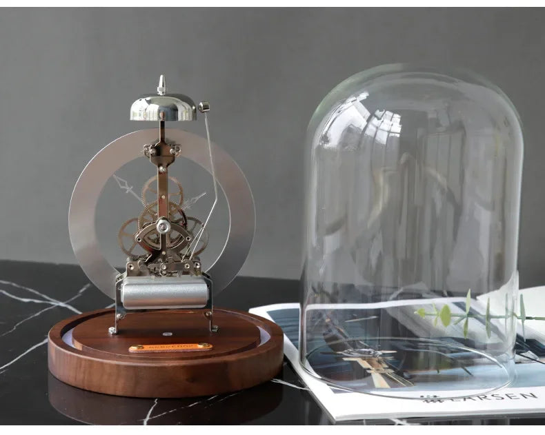 Elegant Luxury Desk Clock - Metal & Wood Tabletop Accent