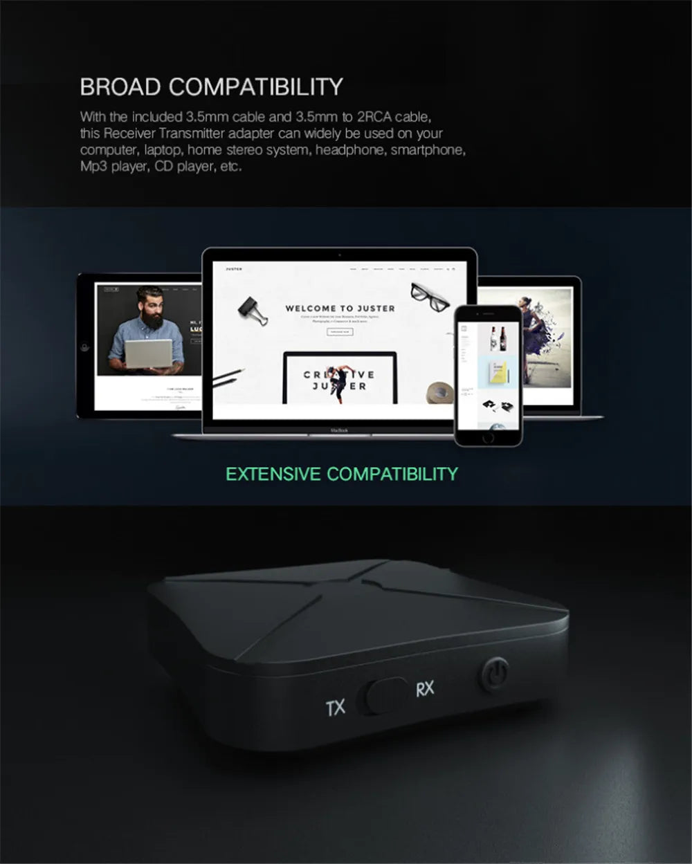 Premium Bluetooth TV Headset with Wireless Adapter - Over-Ear TV Headphones