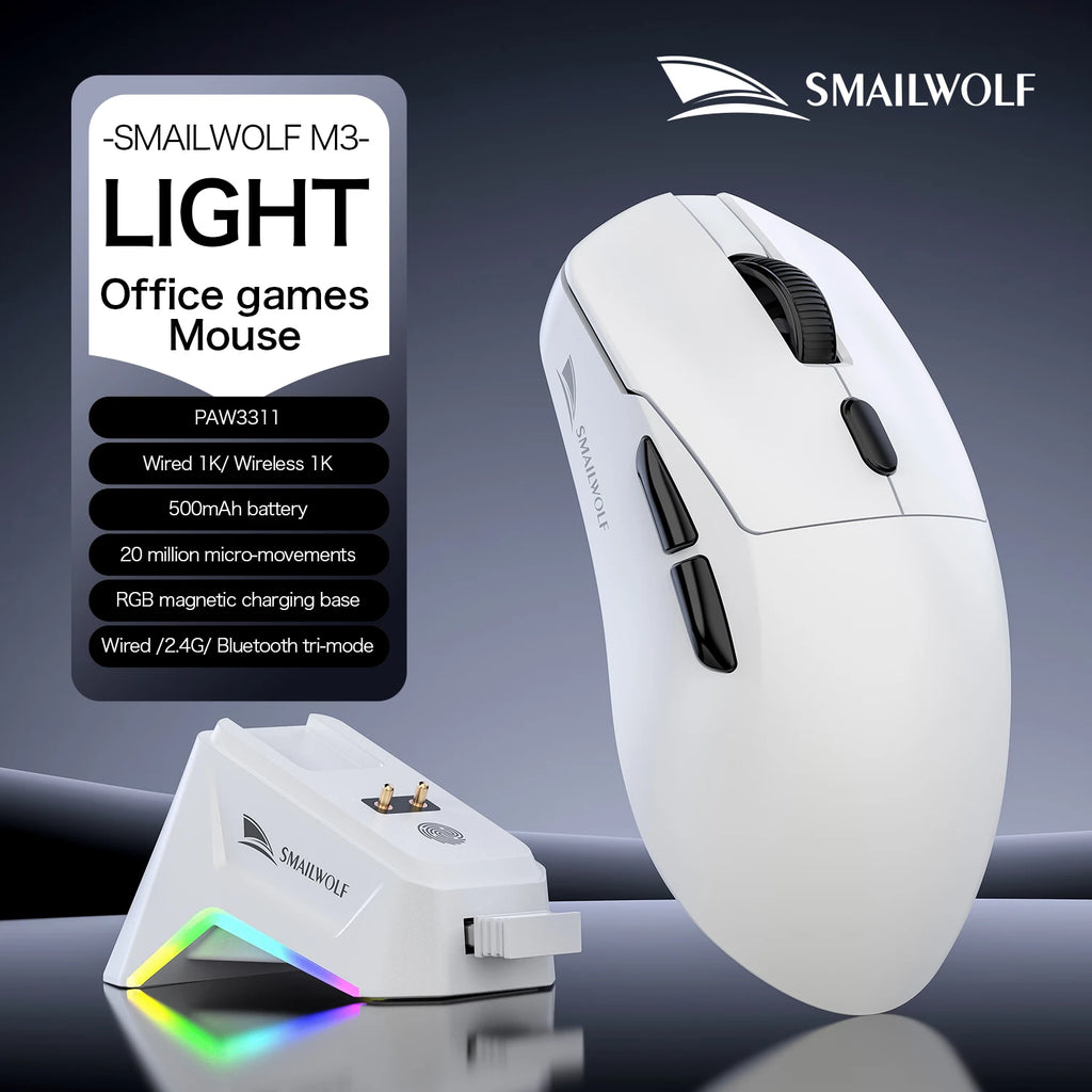 Premium Wireless Gaming Mouse - Tri-Mode PAW3311 Lightweight