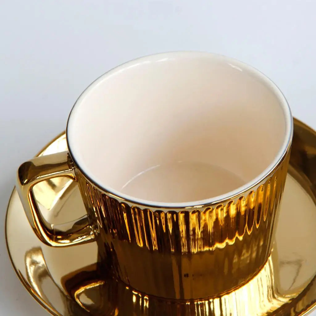 Elegant Gold Plated Ceramic Cup & Saucer Set - 250ML