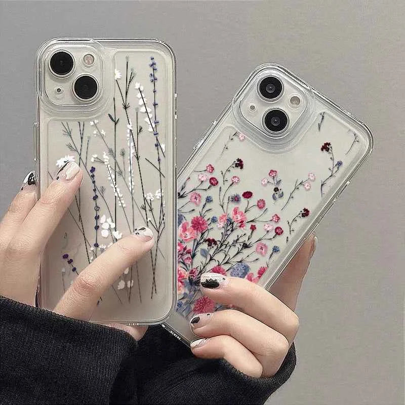 Soft Flower Phone Case For Samsung S25 Ultra S23 S24 FE Case A55 5g A35 A13 A25 A15 A06 A16 A54 A34 A53 A23 A52 A72 Clear Cover