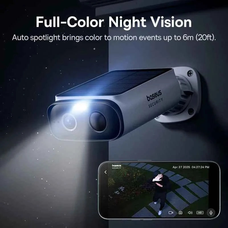 Wireless Solar Security Camera - 2K HD & IP67 Waterproof