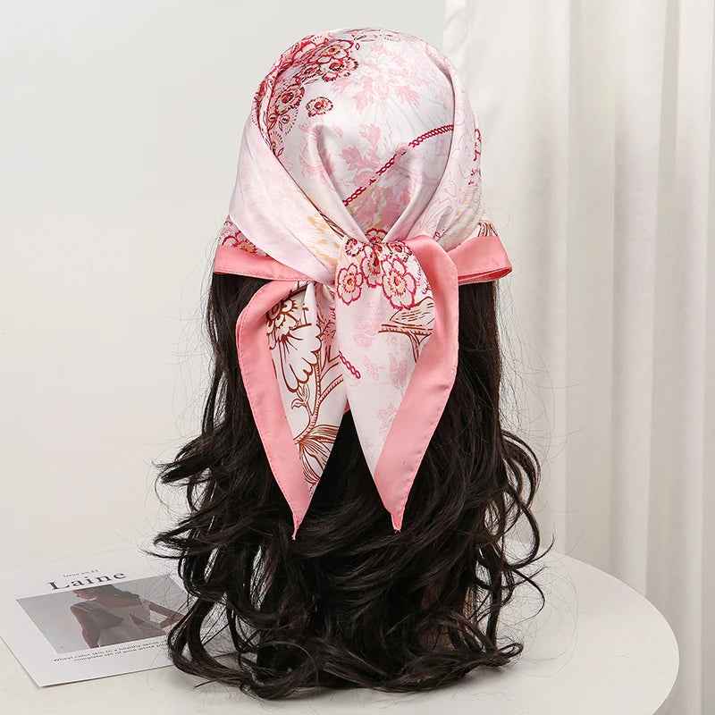 Luxury Silk Scarf - 70x70cm Square Shawl & Headband