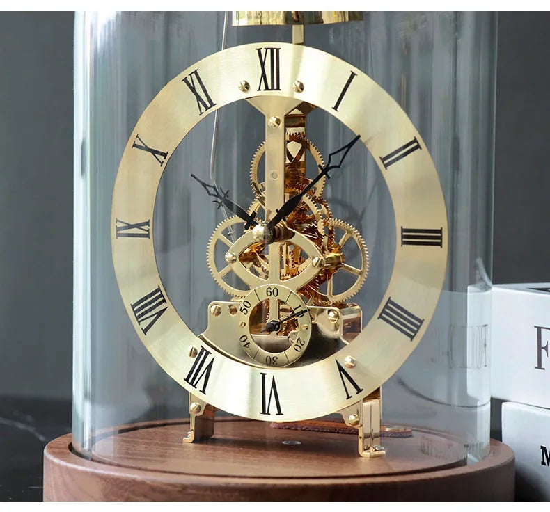 Elegant Luxury Desk Clock - Metal & Wood Tabletop Accent
