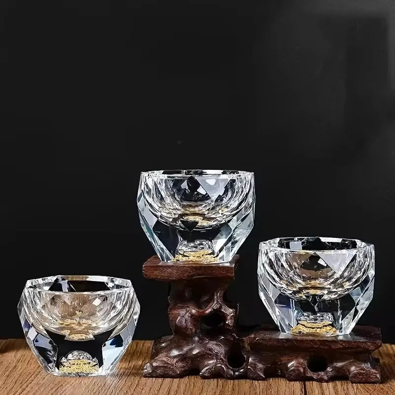 Luxury Crystal Shot Glass - Double Bottom Gold Foil Design