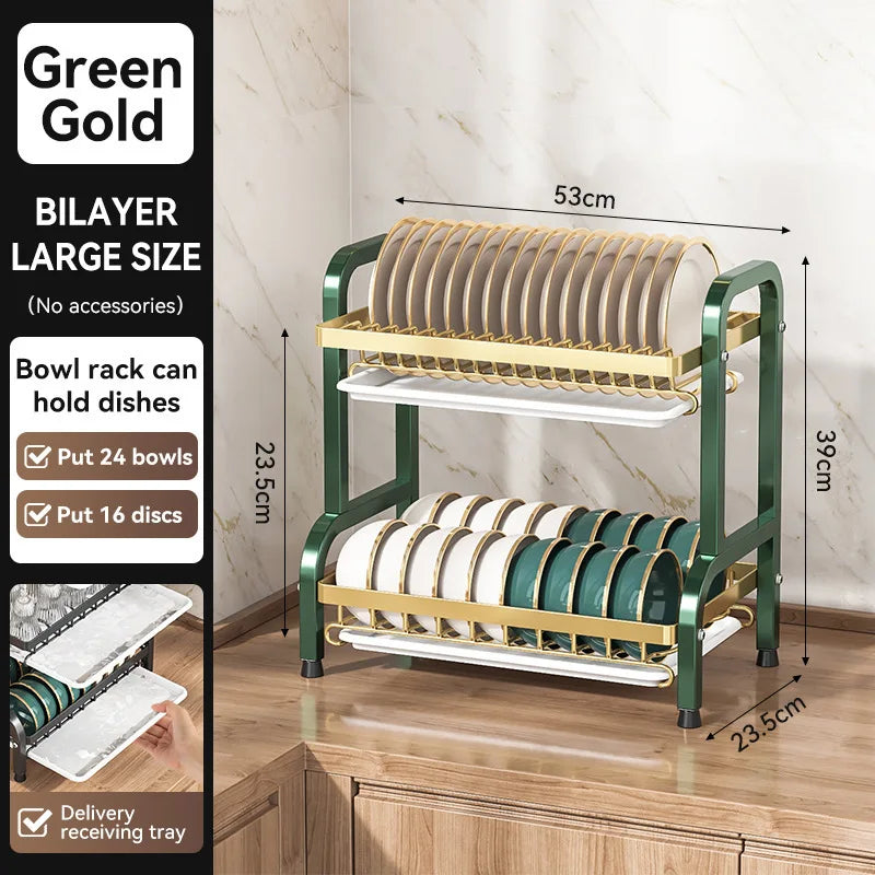 Premium Countertop Dish Drying Rack with Utensil & Spice Holder