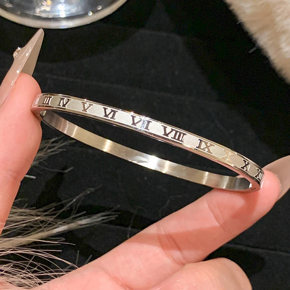 Elegant Stackable Bangles - Sparkling Zirconia Stainless Steel Set