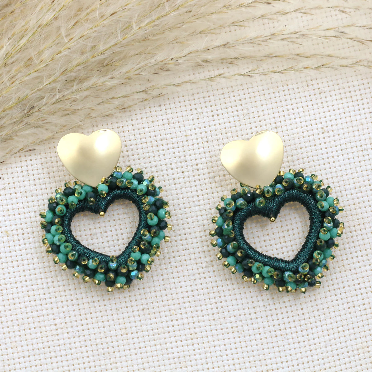 Elegant Heart Shape Drop Earrings - Handmade Crystal Jewelry