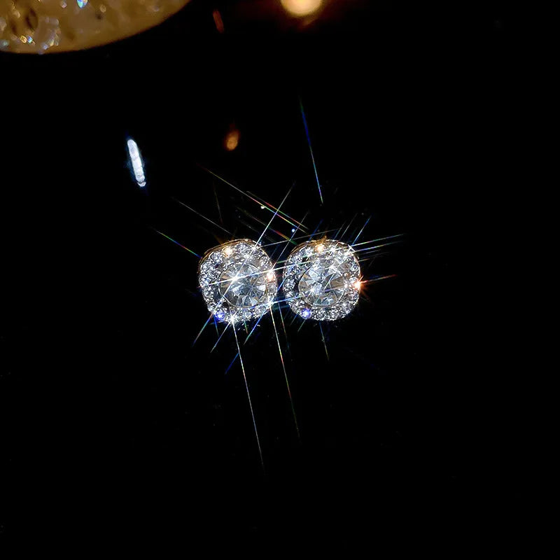 Exquisite Zircon Stud Earrings - Elegant Geometric Cross Design