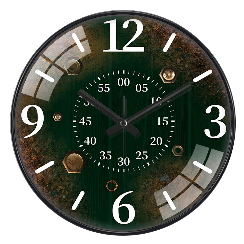 Elegant Vintage Green Wall Clock - Silent & Easy-to-Read