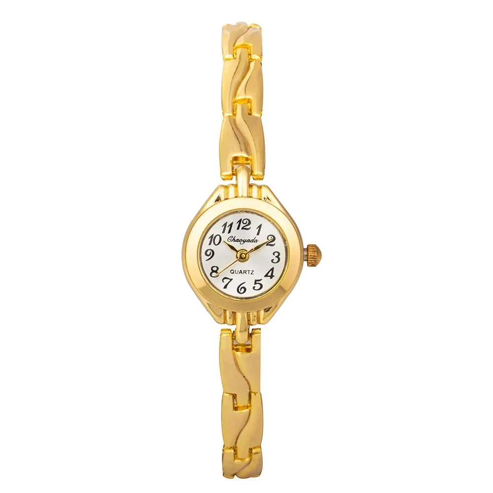 Elegant Gold Plated Ladies Watch - Slim Bracelet Design