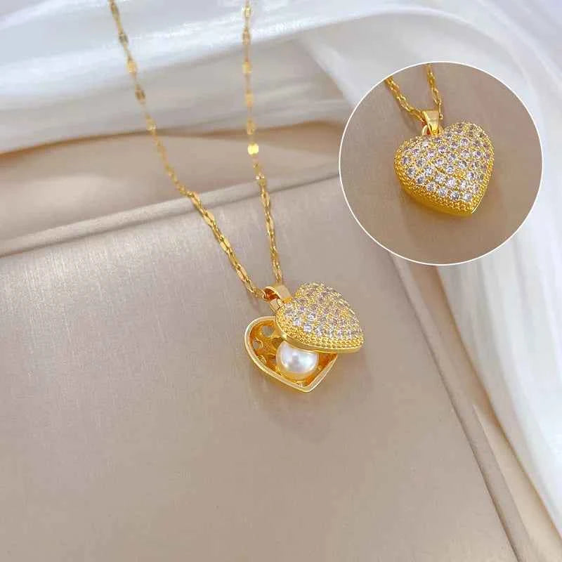 Elegant Shell Pearl Necklace - Micro Inlaid Zircon Choker