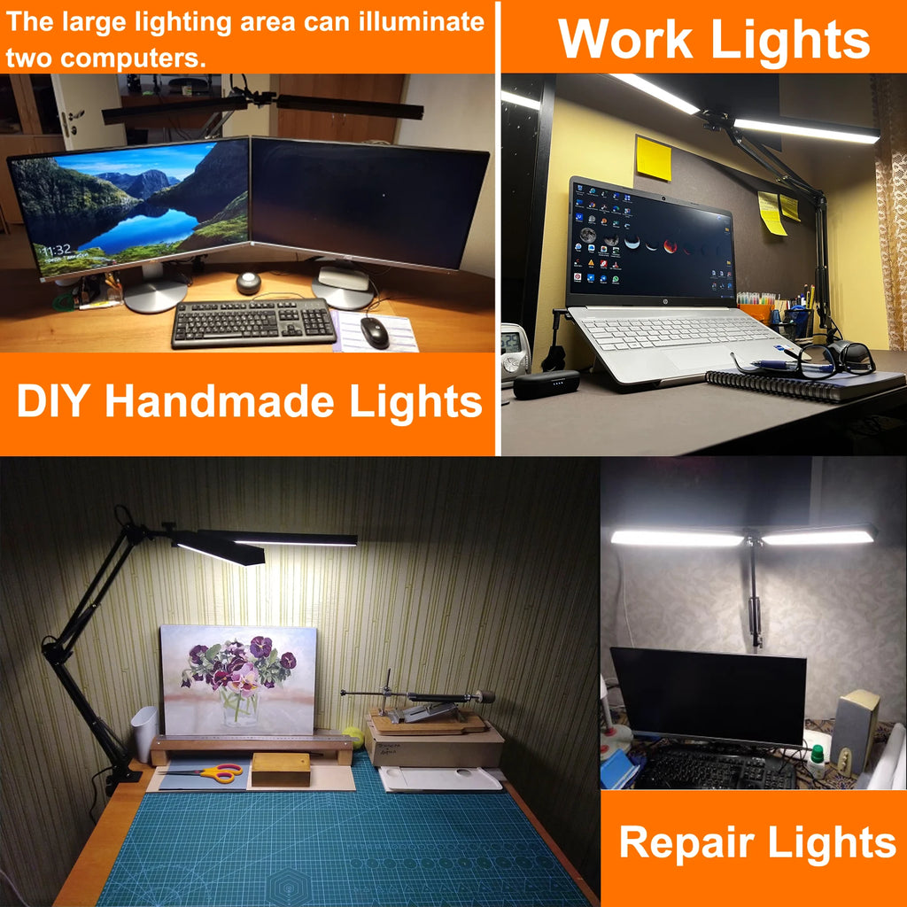 Premium LED Desk Lamp with Clamp - Auto Dimming & Bright