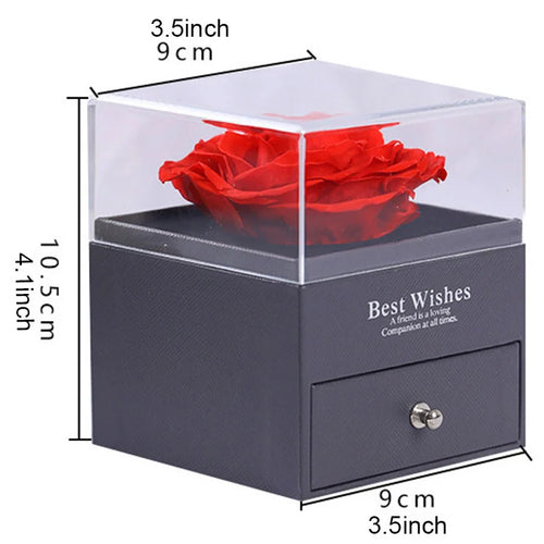 Elegant Permanent Rose Gift Box with Necklace