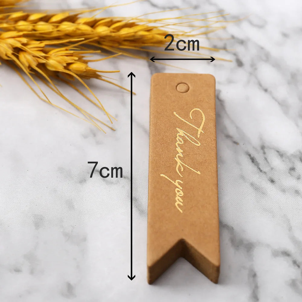 Elegant Kraft Paper Gift Tags - 50pc Thank You Labels