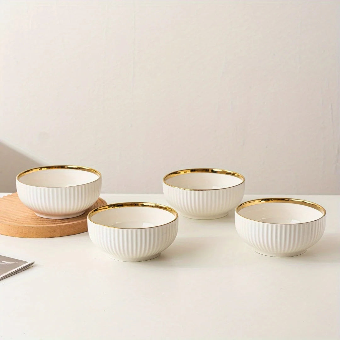 Elegant Gold Ceramic Dinnerware Set - Hotel-Grade Quality