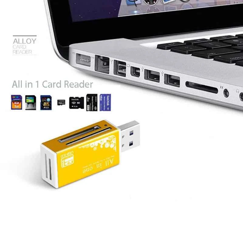 Premium Alloy 4-Port USB Memory Card Reader - Fast Data Transfer