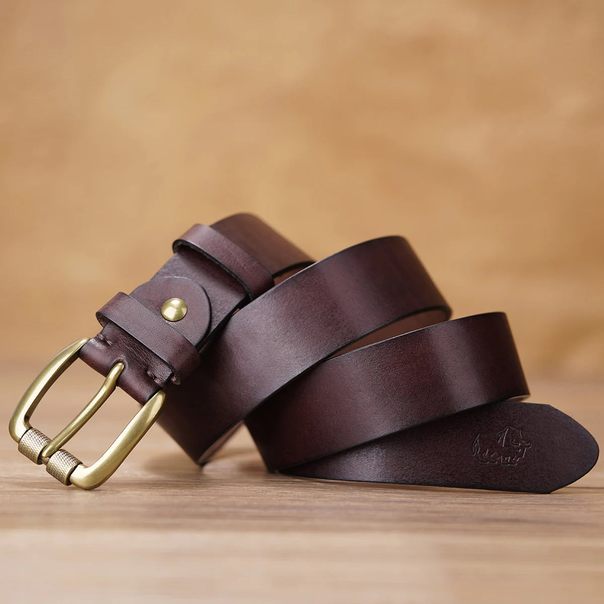 Premium Cowskin Leather Belt - Vintage Pin Buckle