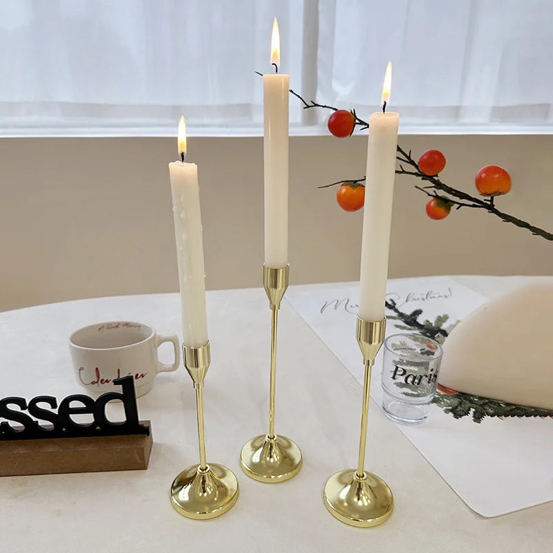 Elegant European Metal Candle Holder Set - 3 Piece