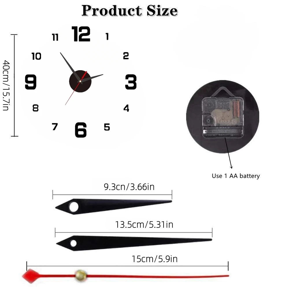 Elegant Modern Large Wall Clock - 3D DIY Quartz Design