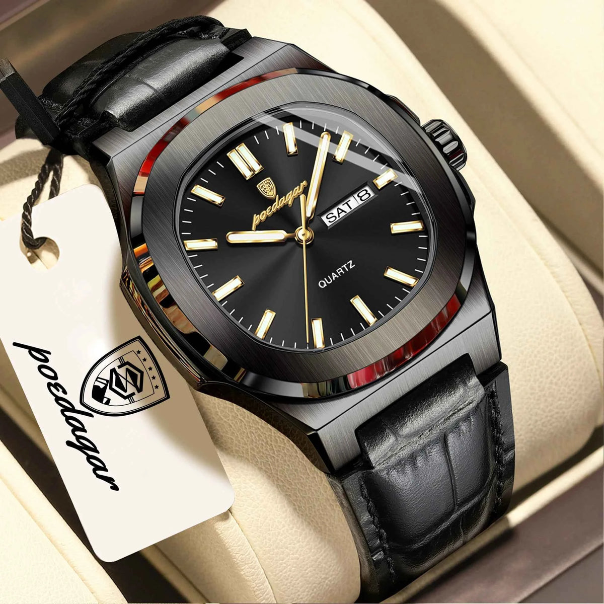Luxury Square Men's Quartz Wristwatch - Waterproof & Luminous