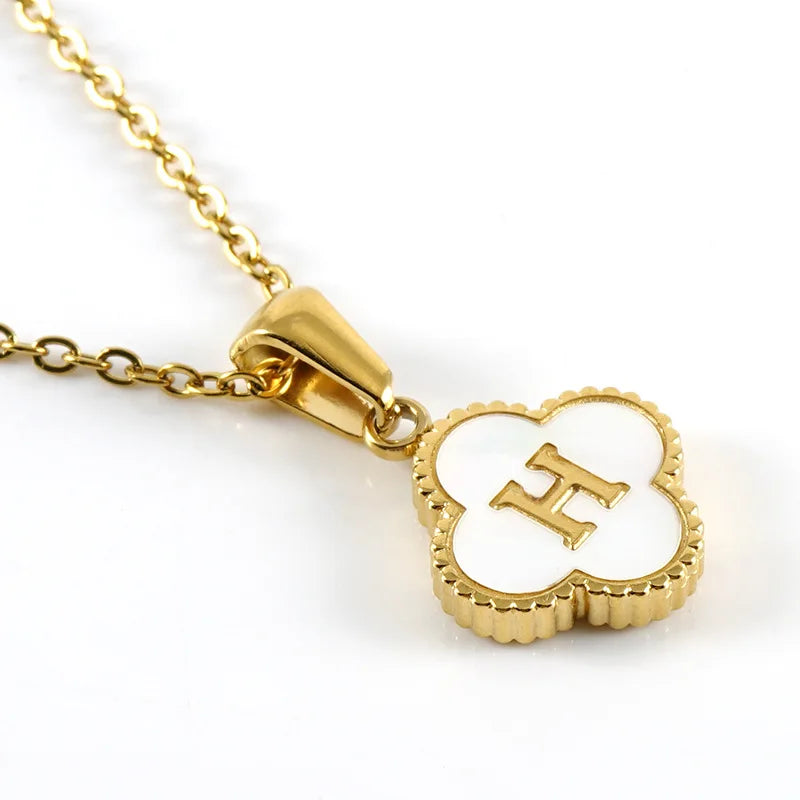 Elegant Initial Letter Necklace - Lucky Shell Gold Pendant