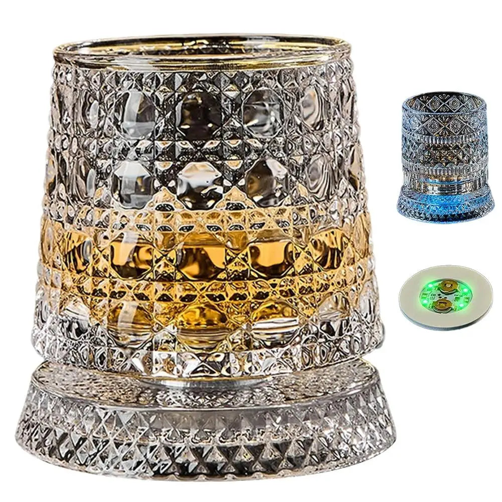 Elegant Rotating Whiskey Glass - Crystal Clear Drinkware