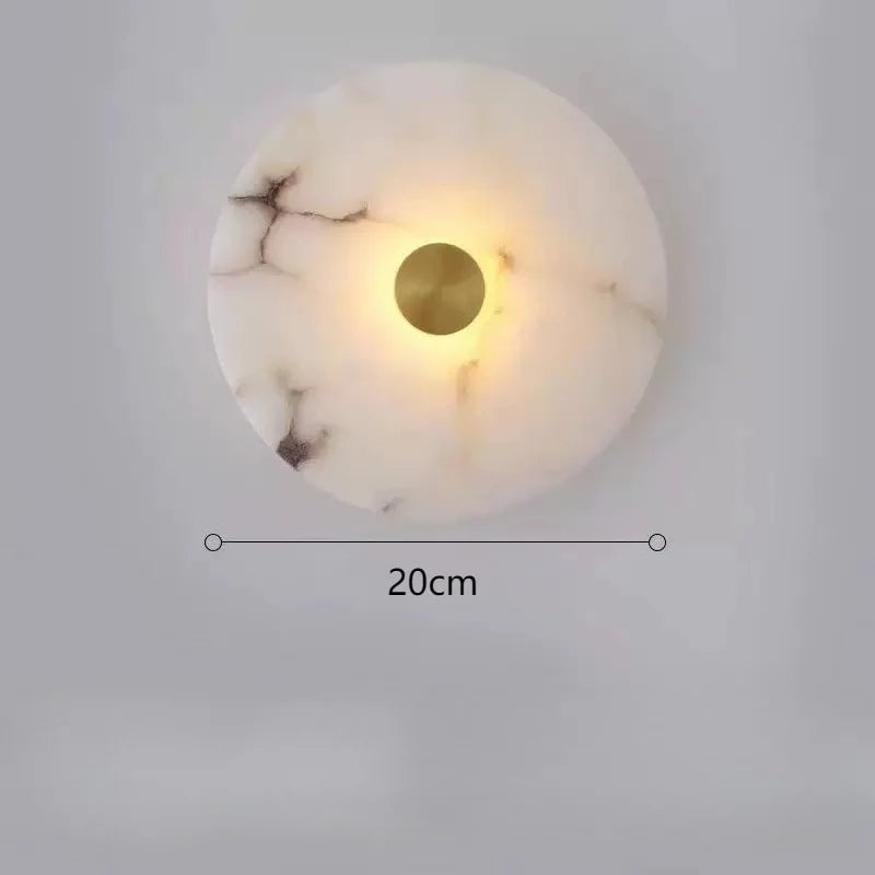 Luxury Marble LED Wall Lamp - Round Copper Sconce