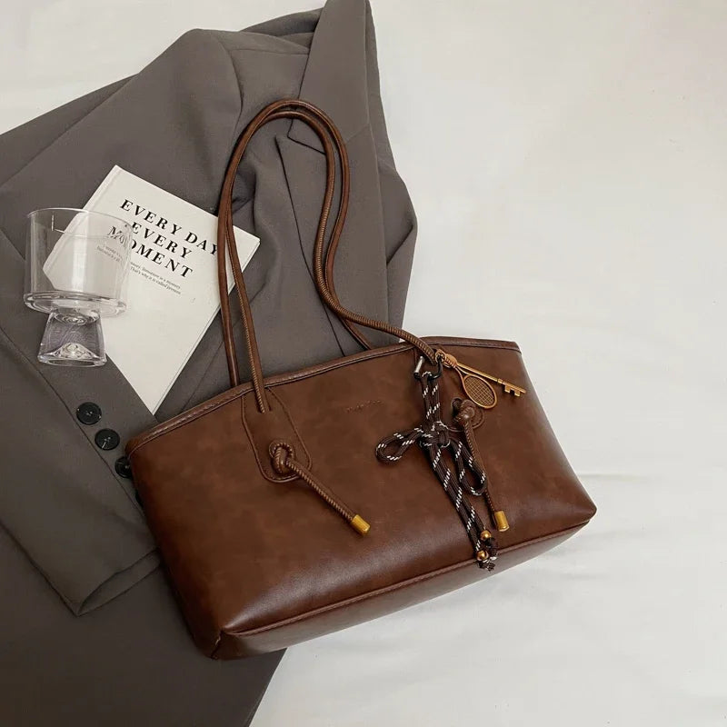 Women’s PU Leather Shoulder Bag - Y2K Retro Crossbody Bag Tote Handbag - Tulique