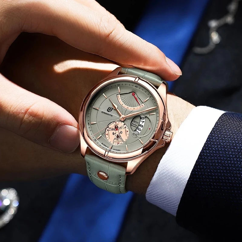 Luxury Business Men's Quartz Wristwatch - Waterproof Leather Strap