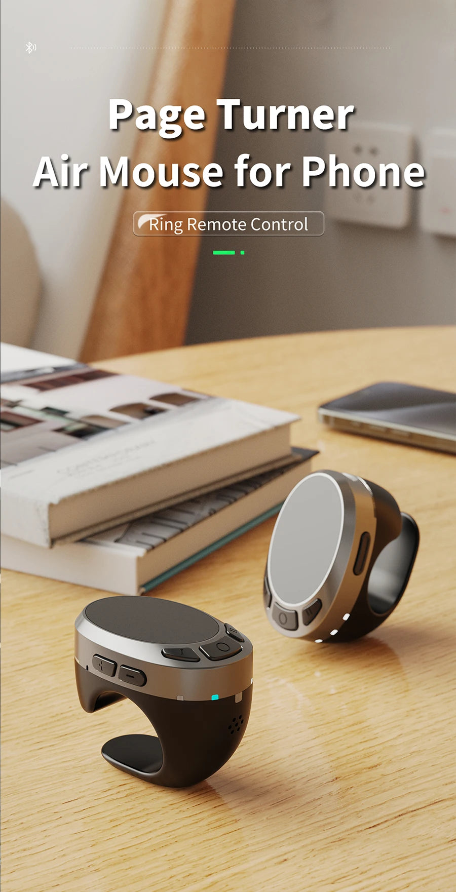 Premium Wireless Scrolling Ring - Bluetooth Remote for TikTok & Ebooks