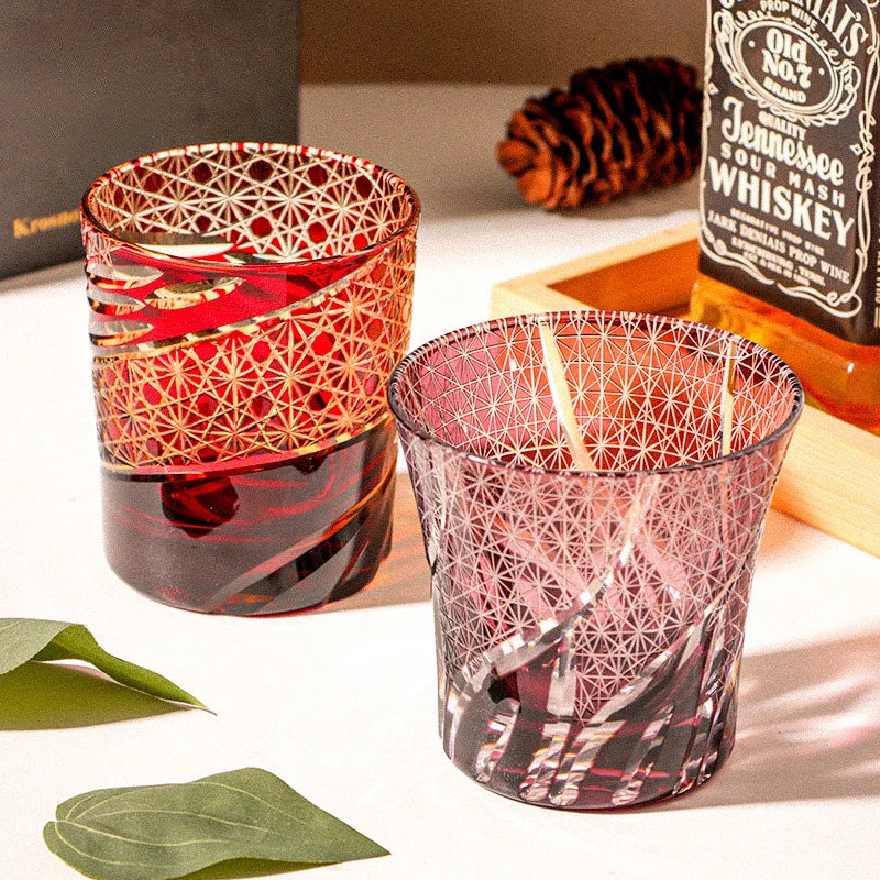Premium Crystal Whiskey Glass - Hand-Carved Japanese Design