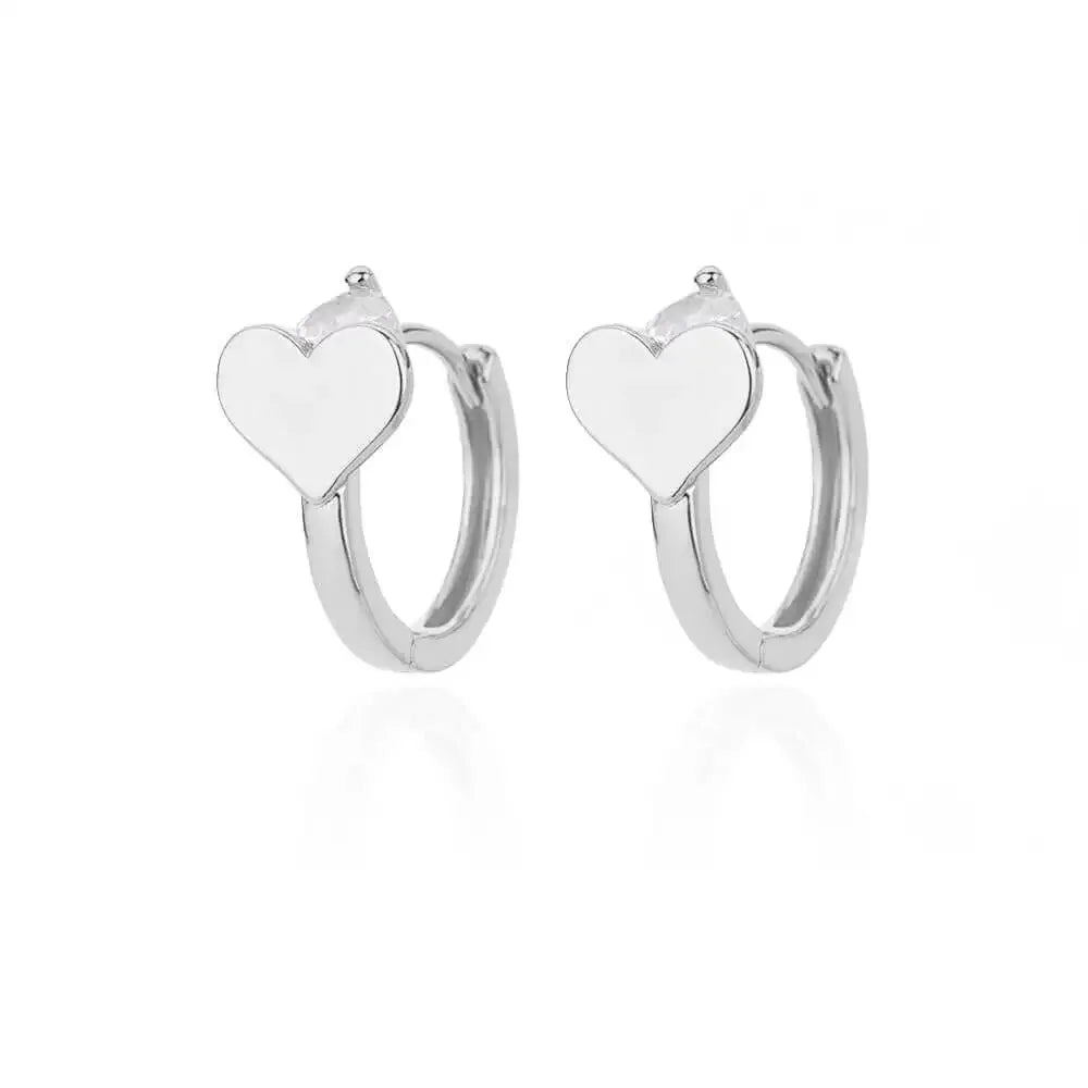 Elegant Gold Heart Earrings - Zircon Stainless Steel