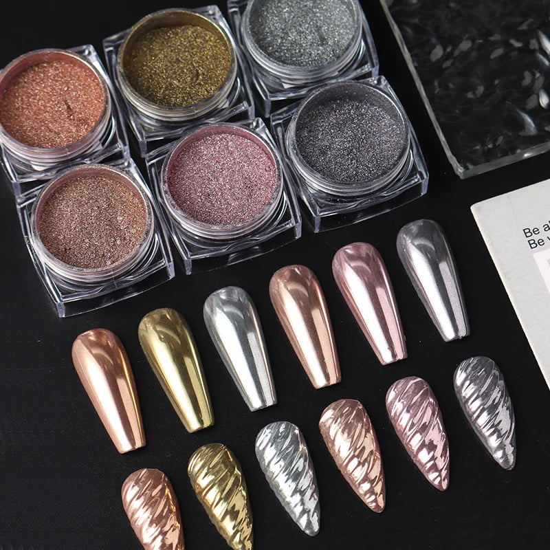Luxury Chrome Nail Powder - Y2K Metallic Mirror Pigment Dust
