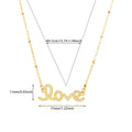 Luxury Zircon Love Letter Pendant Necklace - Gold Stainless Steel
