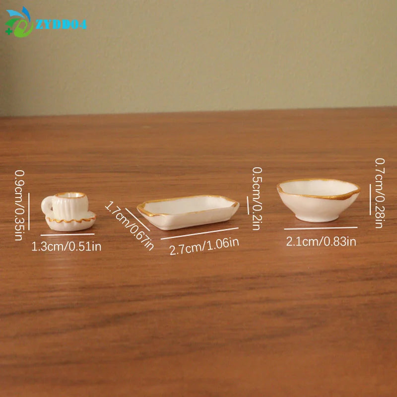 Premium Dollhouse Dinnerware Set - Miniature Kitchen Tableware